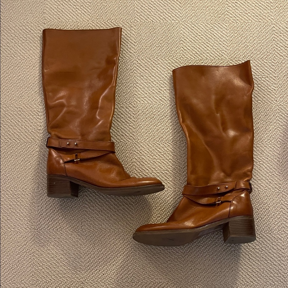 J. Crew Tan Leather Heeled Boots